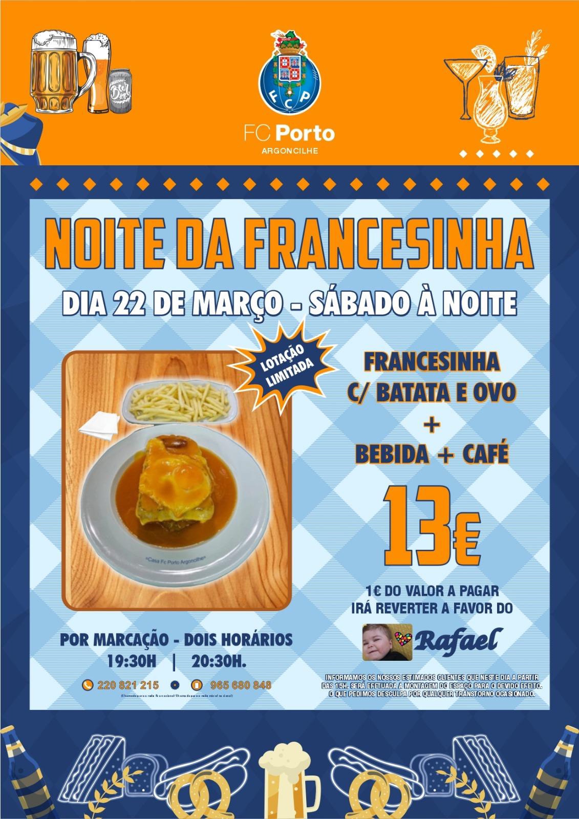 Noite da Francesinha no FC Porto de Argoncilhe: Um Jantar Solidário